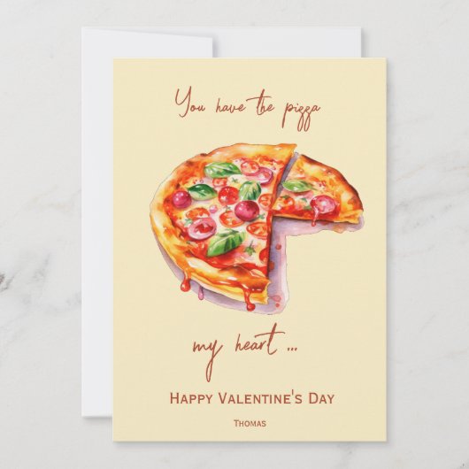Je hebt de pizza in mijn hart, grappige Valentijns Feestdagenkaart (Voorkant)
