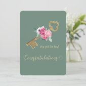 Je hebt de sleutel! Gefeliciteerd nieuwe huiseigen Kaart (Staand voorkant)