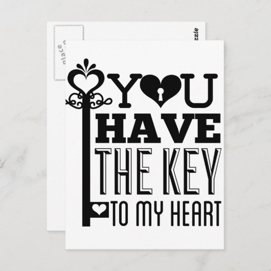 Je hebt de sleutel tot mijn hart Briefkaart (Voorkant / Achterkant)