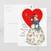 Je hebt de sleutel van mijn hart, valentijn briefkaart (Voorkant / Achterkant)