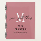 Je hebt deze 2024 Monogram Initiaal naam roze Planner (Voorkant)