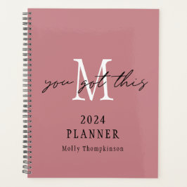 Je hebt deze 2024 Monogram Initiaal naam roze Planner