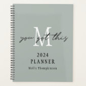Je hebt deze 2024 Monogram Initiaal naam Sage Planner (Voorkant)