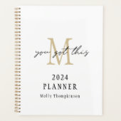 Je hebt deze 2024 Monogram Initiaal naam wit Planner (Voorkant)