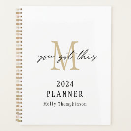 Je hebt deze 2024 Monogram Initiaal naam wit Planner