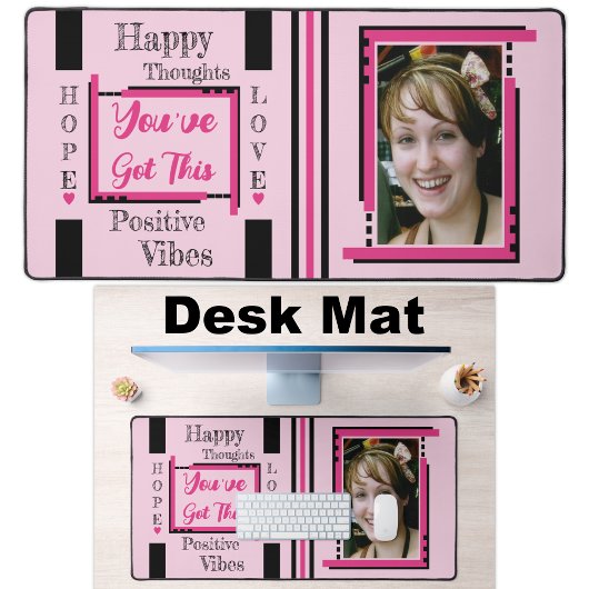 Je hebt deze foto toegevoegd roze zwart bureaumat