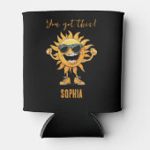 Je hebt deze grappige lachende zon met een zonnebr blikjeskoeler (Voorkant)