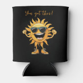 Je hebt deze grappige lachende zon met een zonnebr blikjeskoeler (Voorkant)