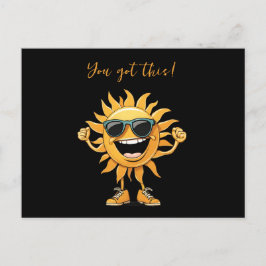 Je hebt deze grappige lachende zon met een zonnebr briefkaart