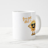 Je hebt deze grappige lachende zon met een zonnebr grote koffiekop (Voorkant rechts)