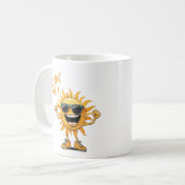Je hebt deze grappige lachende zon met een zonnebr koffiemok (Voorkant links)