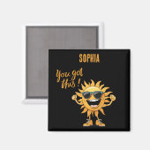 Je hebt deze grappige lachende zon met een zonnebr magneet (Voorkant / Achterkant)