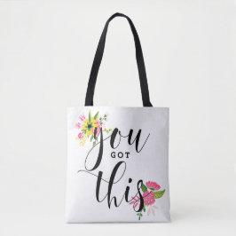 Je hebt deze moderne kalligrafie citaat Floral Tote Bag