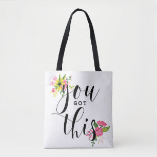 Je hebt deze moderne kalligrafie citaat Floral Tote Bag