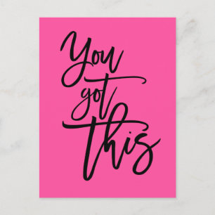 Je hebt deze Motivatie quote zwart op roze Briefkaart