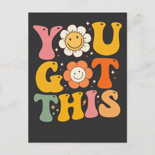 Je hebt deze Motivatie testdag Groovy Uitnodiging Briefkaart (Voorkant)