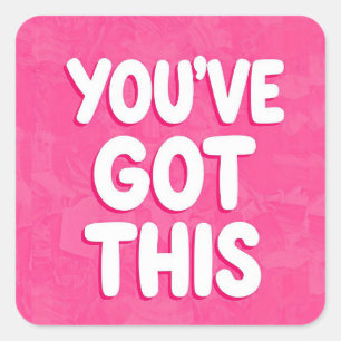 Je hebt deze woorden in roze vierkante sticker