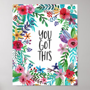 Je hebt dit, Cute Boho Floral Poster