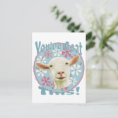 Je hebt dit geit! Aanmoedigend Geit Roze en Blauw Briefkaart (Staand voorkant)