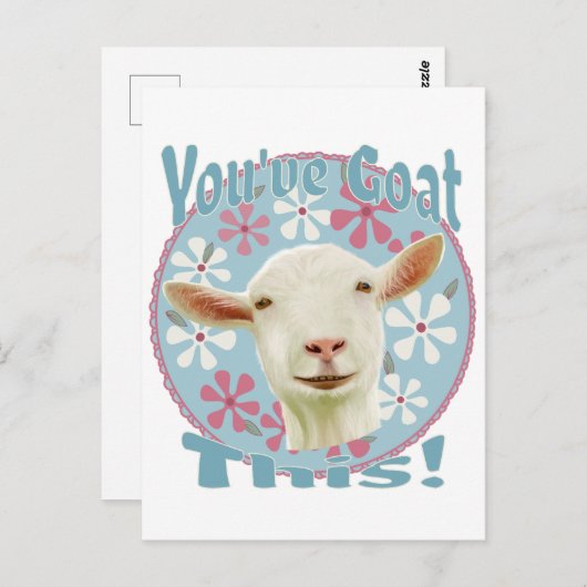 Je hebt dit geit! Aanmoedigend Geit Roze en Blauw Briefkaart (Voorkant / Achterkant)