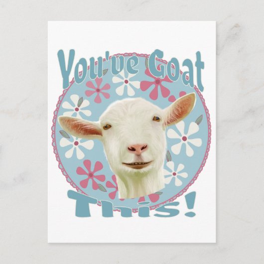 Je hebt dit geit! Aanmoedigend Geit Roze en Blauw Briefkaart (Voorkant)