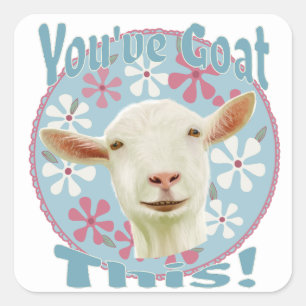 Je hebt dit geit! Aanmoedigend Geit Roze en Blauw Vierkante Sticker