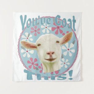 Je hebt dit geit! Aanmoedigend Geit Roze en Blauw Wandkleed