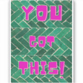 Je hebt dit! Helderroze op groen patroon Sticker (Voorkant)