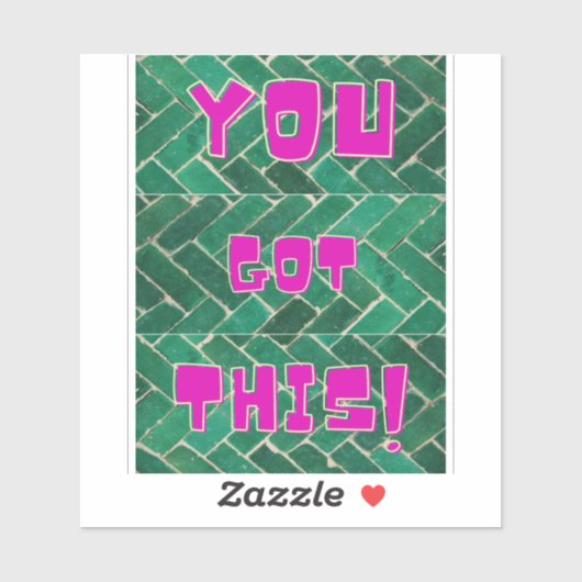 Je hebt dit! Helderroze op groen patroon Sticker (Vel)