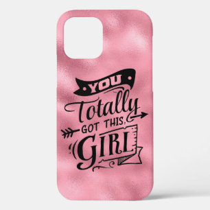 Je hebt dit meisje met roze metalen Case-Mate iPhone case
