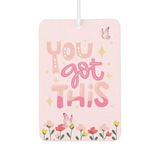 JE HEBT DIT | Roze Bloemen & Vlinder Motivatie Luchtverfrisser (Voorkant)