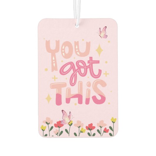 JE HEBT DIT | Roze Bloemen & Vlinder Motivatie Luchtverfrisser (Achterkant)