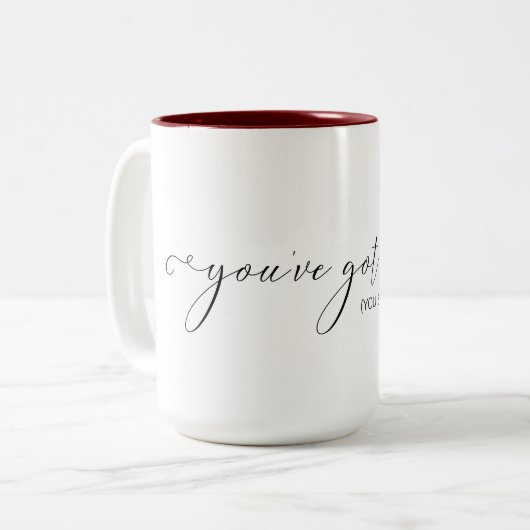 Je hebt dit tweekleurige koffiemok (Voorkant links)