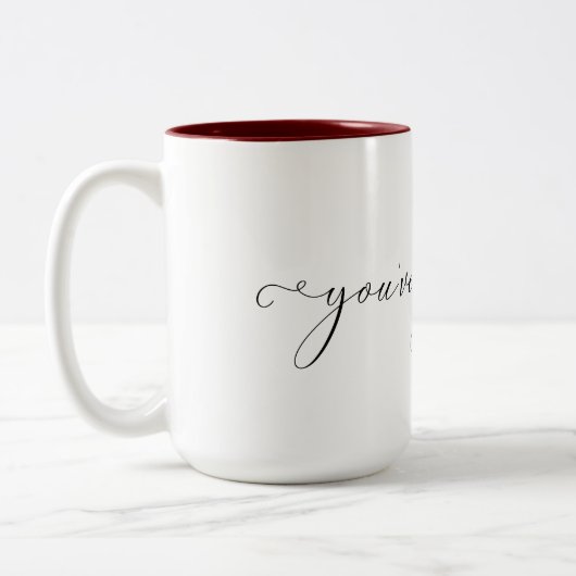 Je hebt dit tweekleurige koffiemok (Links)