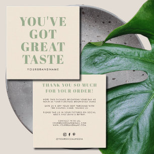 Je hebt een geweldige smaak bedankt vierkante visitekaartje