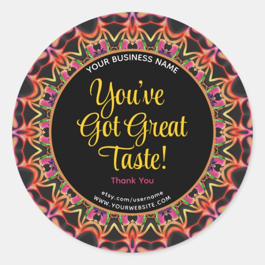Je hebt een geweldige smaak kleurrijk bedankt ronde sticker (Voorkant)