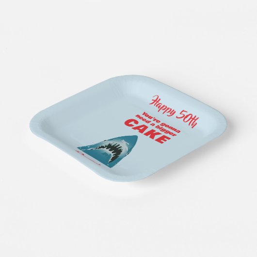 Je hebt een grotere taart nodig, grappige haaienbe papieren bordje (Gebogen)