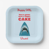 Je hebt een grotere taart nodig, grappige haaienbe papieren bordje (Voorkant)