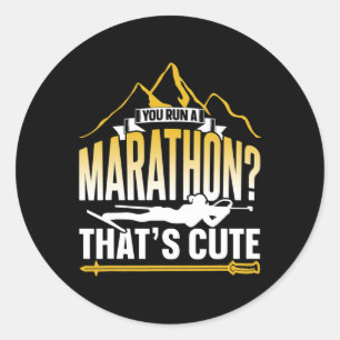 Je hebt een marathon gerend, dat is Cute Sports Bi Ronde Sticker