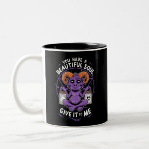 Je hebt een mooie ziel Satanische Baphomet Tweekleurige Koffiemok