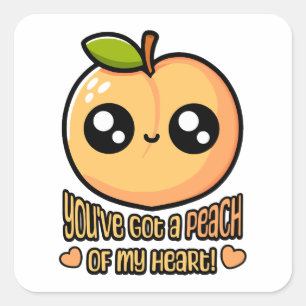 Je hebt een perzik van mijn hart! Schattige Peach  Vierkante Sticker