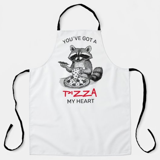 Je hebt een pizza in mijn hart | wasbeer schort (Voorkant)