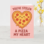 Je hebt een pizza mijn hart gestolen Cute Valentij Kaart (Gele Bloem)