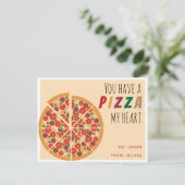 'Je hebt een pizza mijn hart' Valentijnskaarten vo Briefkaart (Staand voorkant)
