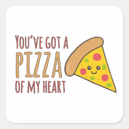 Je hebt een Pizza of Heart Kawaii Pizza Design Vierkante Sticker