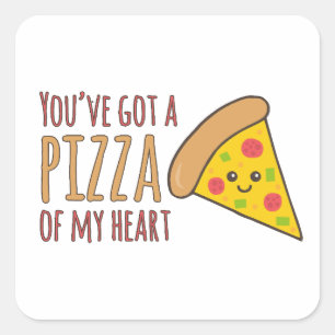 Je hebt een Pizza of Heart Kawaii Pizza Design Vierkante Sticker