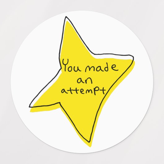 Je hebt een poging gedaan - Yellow Star Labels (Design 1)