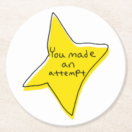 Je hebt een poging gedaan - Yellow Star Ronde Kartonnen Onderzetter