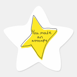 Je hebt een poging gedaan - Yellow Star Ster Sticker