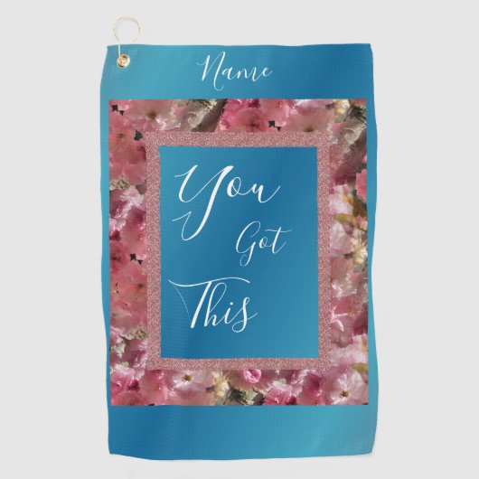 Je hebt een roze lentesbloesems Inspirerend Golfhanddoek (Voorkant)